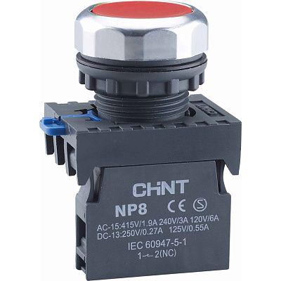 Кнопка керування CHINT NP8-01BND 1NC 22 мм LED 24V IP65 Червоний (667239)