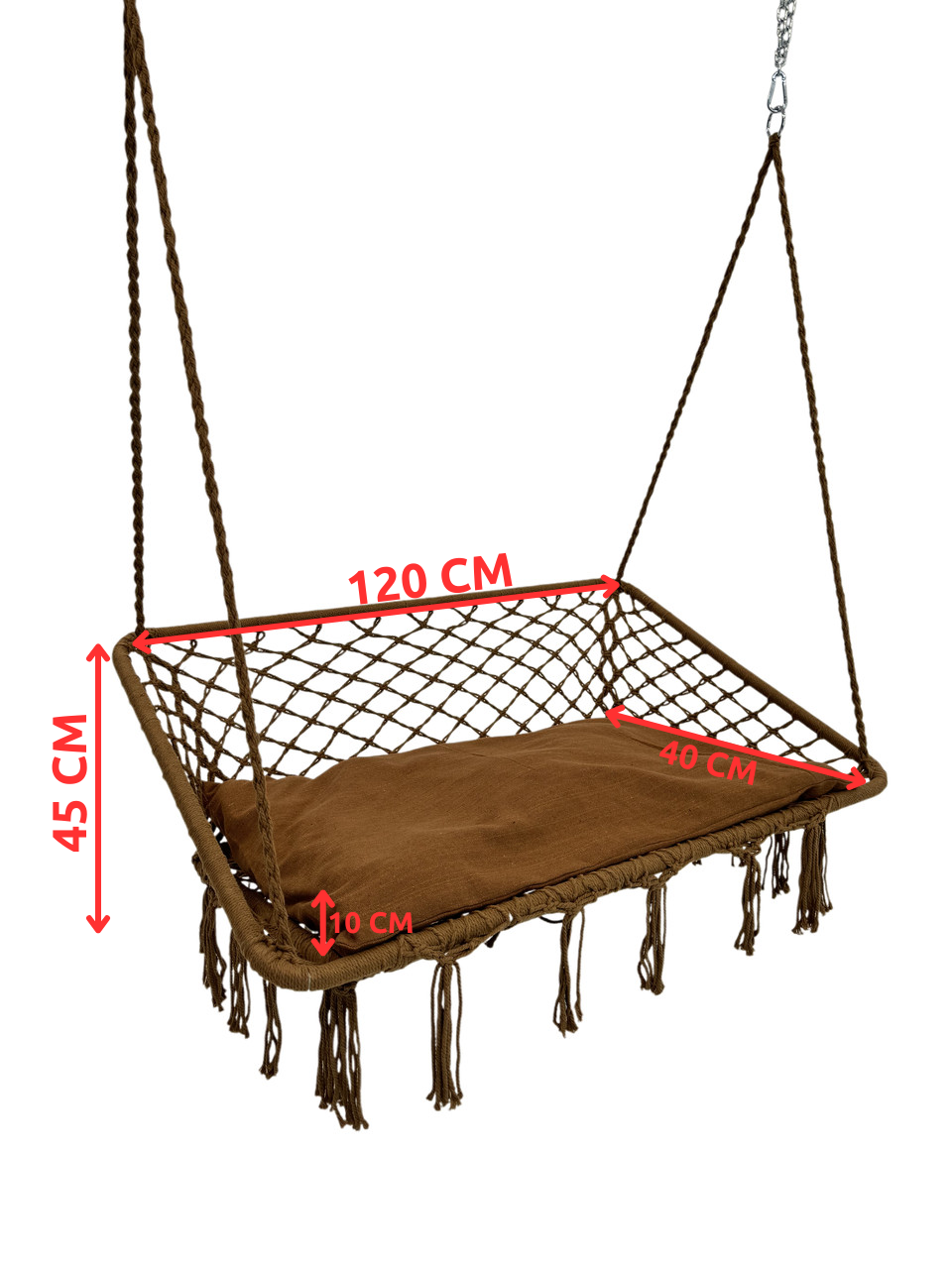 Качели WCG с подушкой двухместные 120 см Коричневый (QNSW09BR) - фото 8 Качели WCG с подушкой двухместные 120 см Коричневый (QNSW09BR) - фото 8