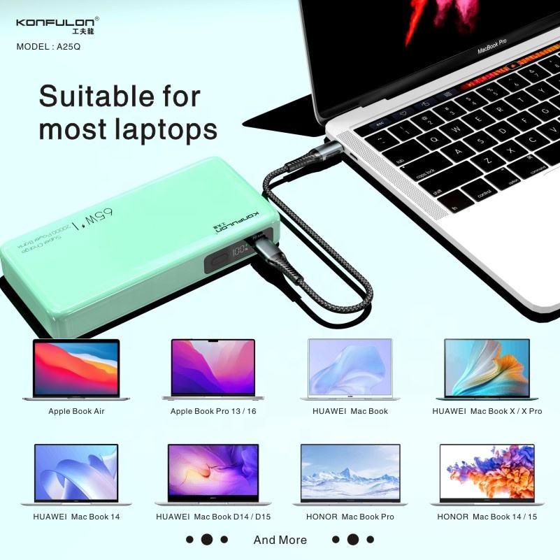 Внешний портативный аккумулятор Konfulon Power Bank 20000 mAh 65W 2USB/Type-C Mint (A25Q) - фото 4