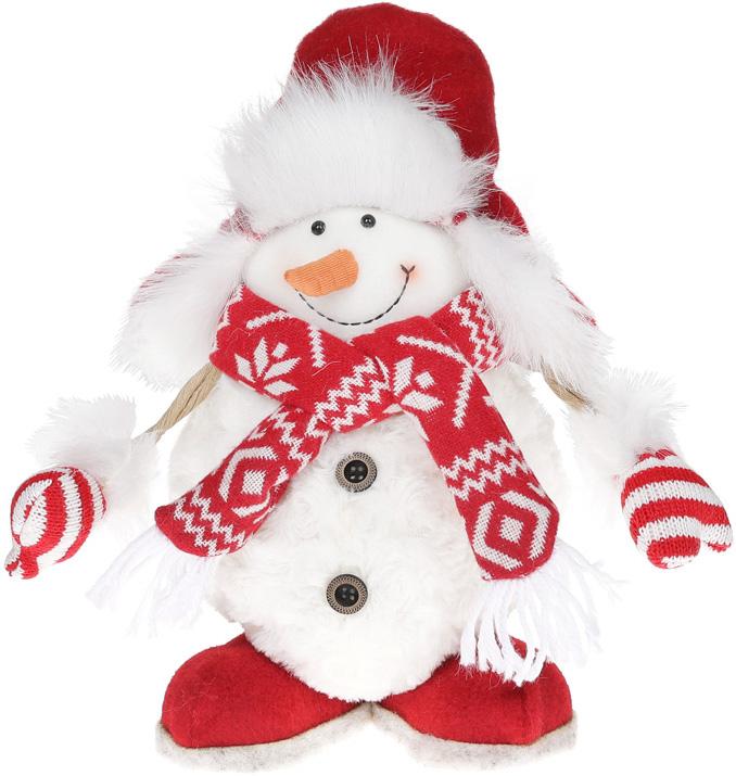 Новогодняя мягкая игрушка Снеговик в шапке-ушанке 30 см (BD-822-291)
