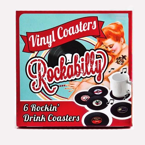 Подставки под кружки/бокалы Rockabilly Coasters в виде грампластинок 6 шт.