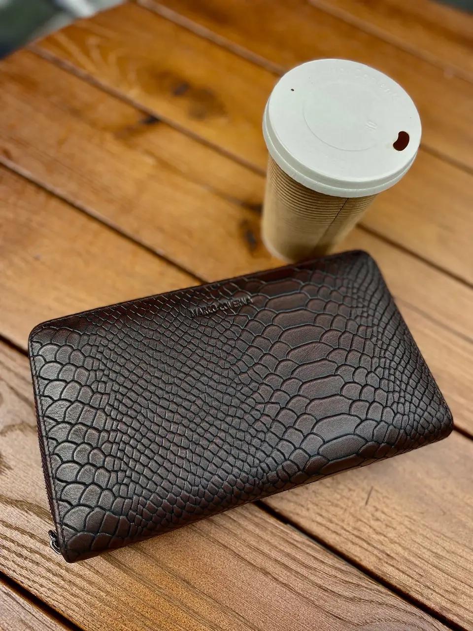 Кошелек-клатч Marco Coverna на молнии с блоком под карты из натуральной кожи Коричневый (MC086-5901С) - фото 6