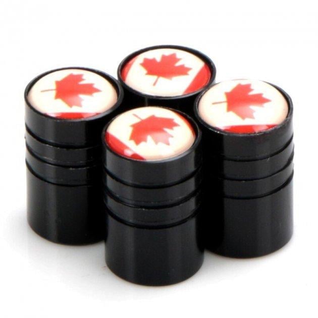 Набір ковпачків на ніпель для автомобіля SUNROZ Caps Long Flag Canada 4 шт. Black