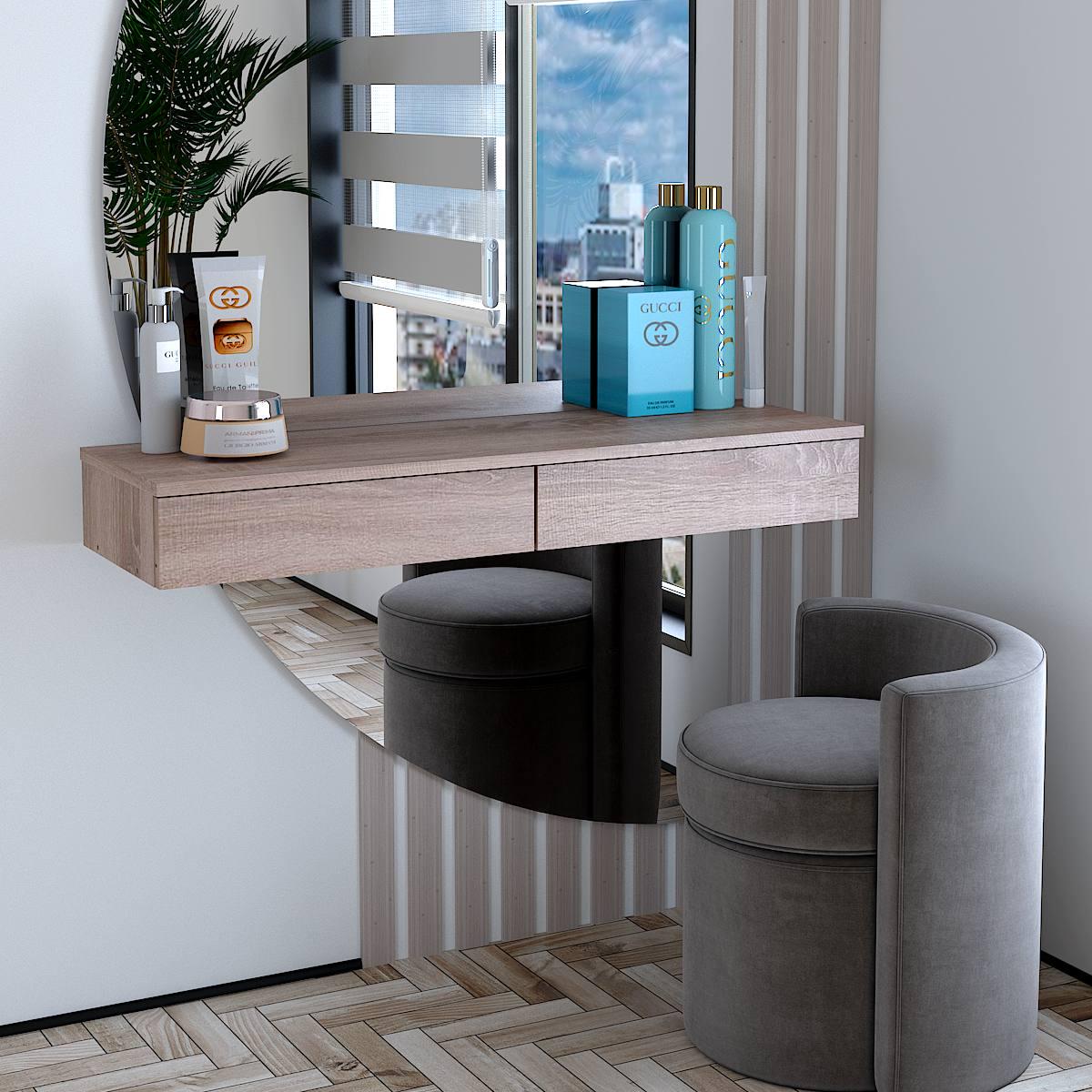 Стіл туалетний підвісний Стелла 2 1004х310х130 мм Дуб сонома трюфель - фото 1 Стіл туалетний підвісний Стелла 2 1004х310х130 мм Дуб сонома трюфель - фото 1