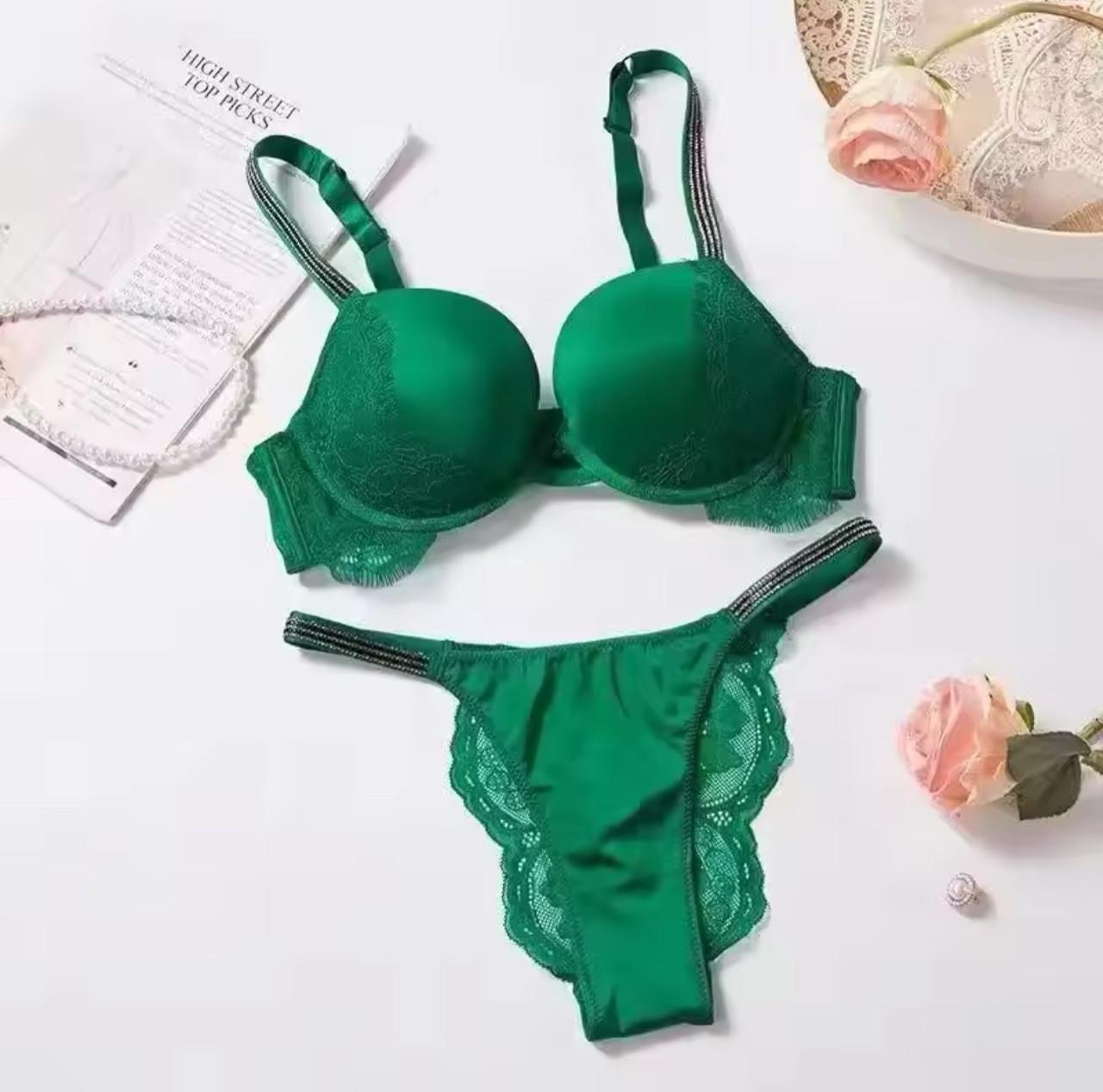 Бюстгальтер Victoria's Secret 85В пуш-ап Зелений (8817)