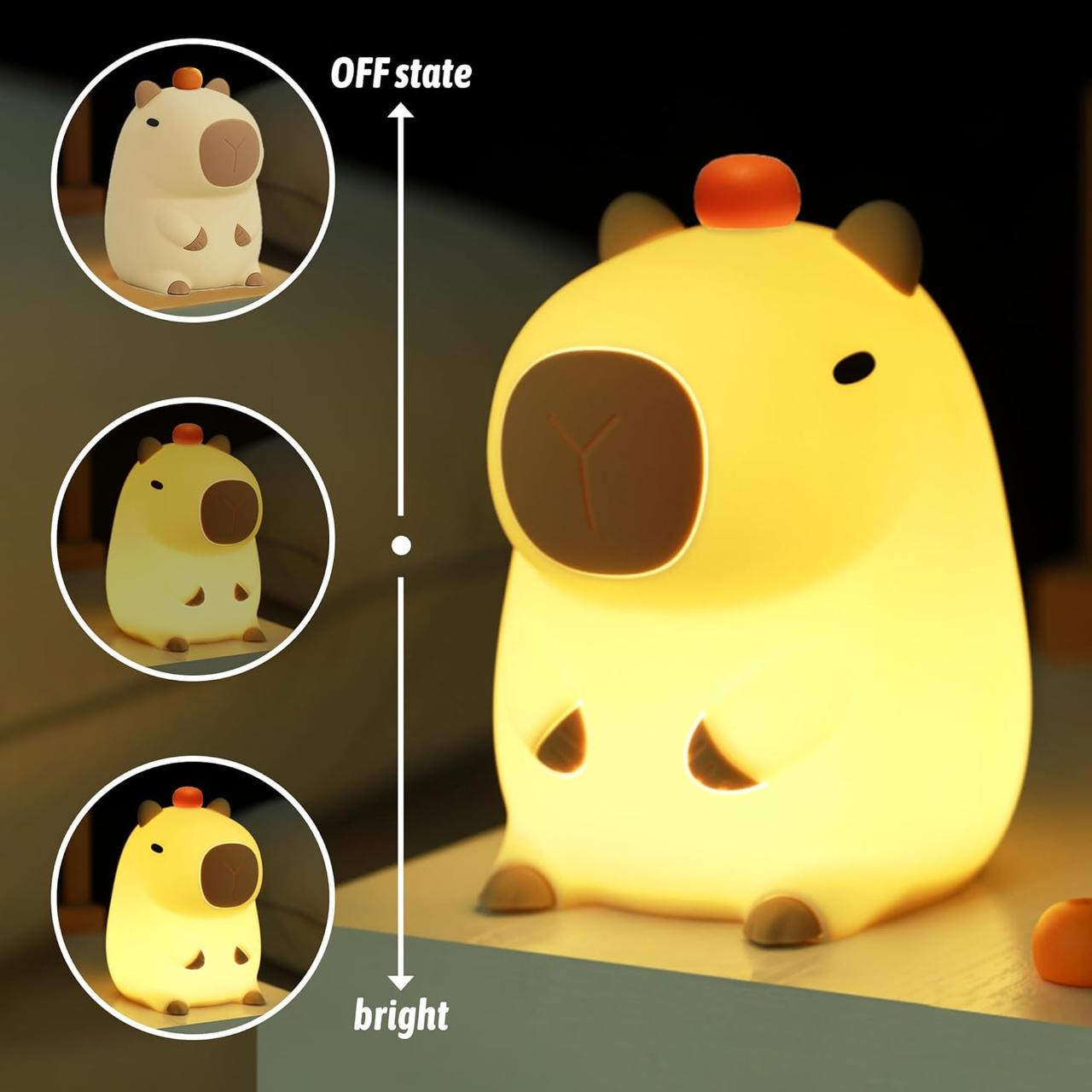 Нічник-світильник силіконовий Капібара з вбудованим акумулятором без таймера (2458665466) - фото 2