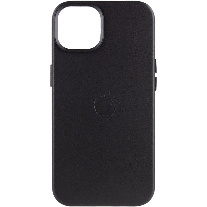 Протиударний шкіряний чохол Leather Case (AA Plus) with MagSafe для Apple iPhone 14 (6.1") Black