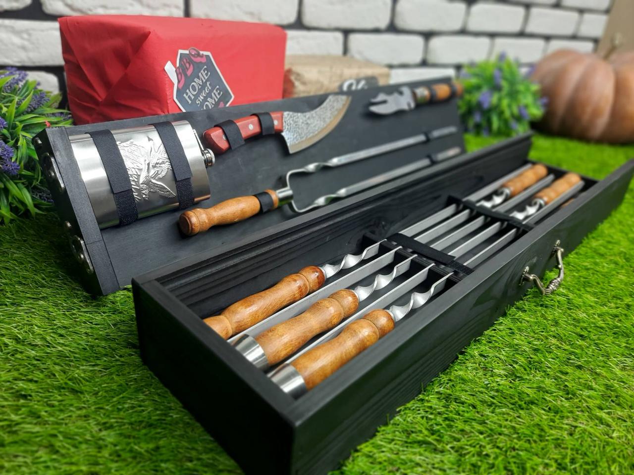 Набор шампуров Master с комплектом аксессуаров в деревянном кейсе 730х15х3 мм 6 шт. (12318064)