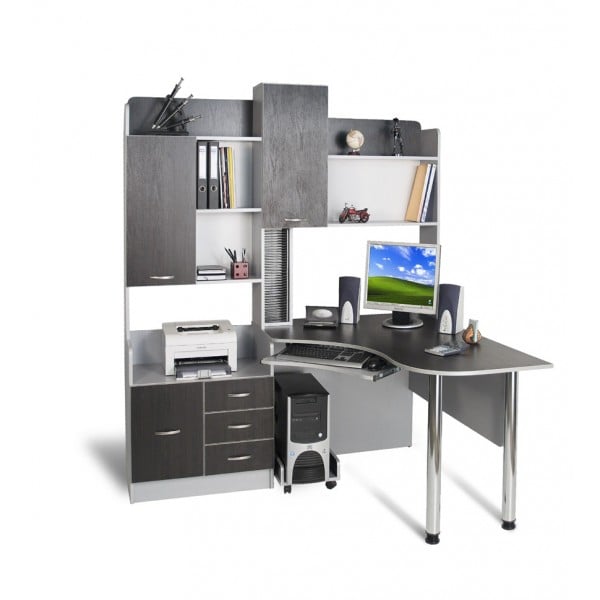 Компьютерный стол угловой Тиса СК-10 Алюминий/Венге магия (62cd2360fa5d7b192c71af66)