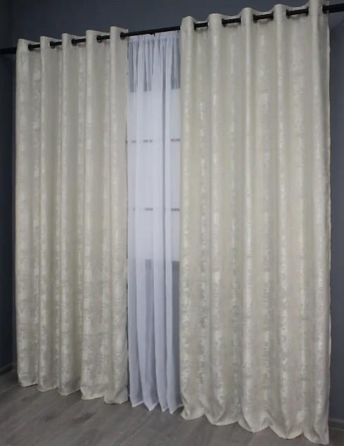 Штори на люверсах SULTAN XO жаккард 1,5х2,5 м 2 шт. Світло-бежевий (1281ш) - фото 3 Штори на люверсах SULTAN XO жаккард 1,5х2,5 м 2 шт. Світло-бежевий (1281ш) - фото 3