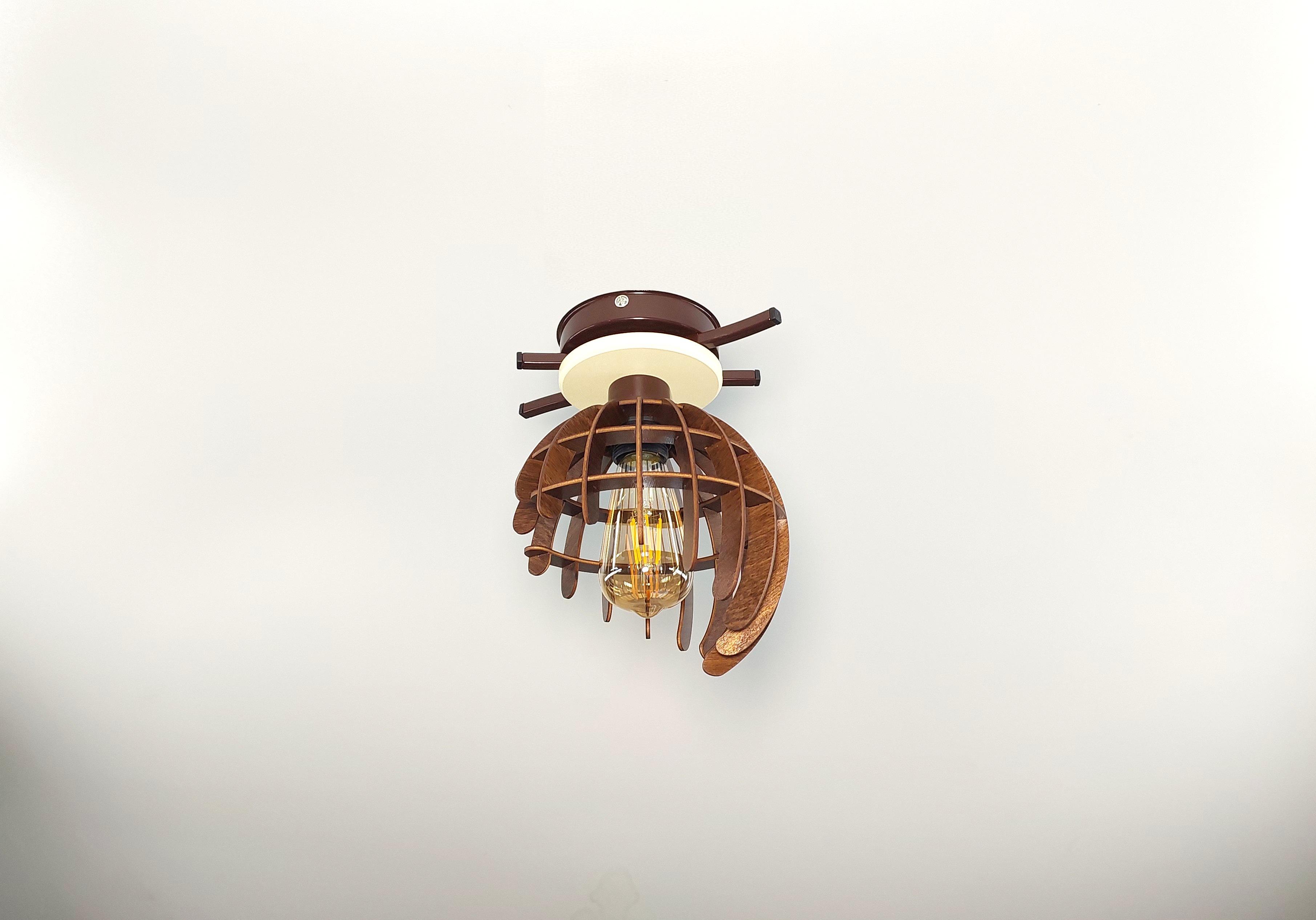 Люстра в стиле лофт на 1 лампочку с деревяным плафоном Коричневый (4341-17) - фото 2