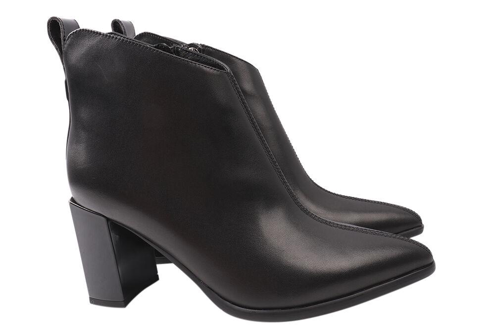 Ботильйони жіночі Beratroni зі шкіри на великому підборі р. 37 Чорний (8-21DH)