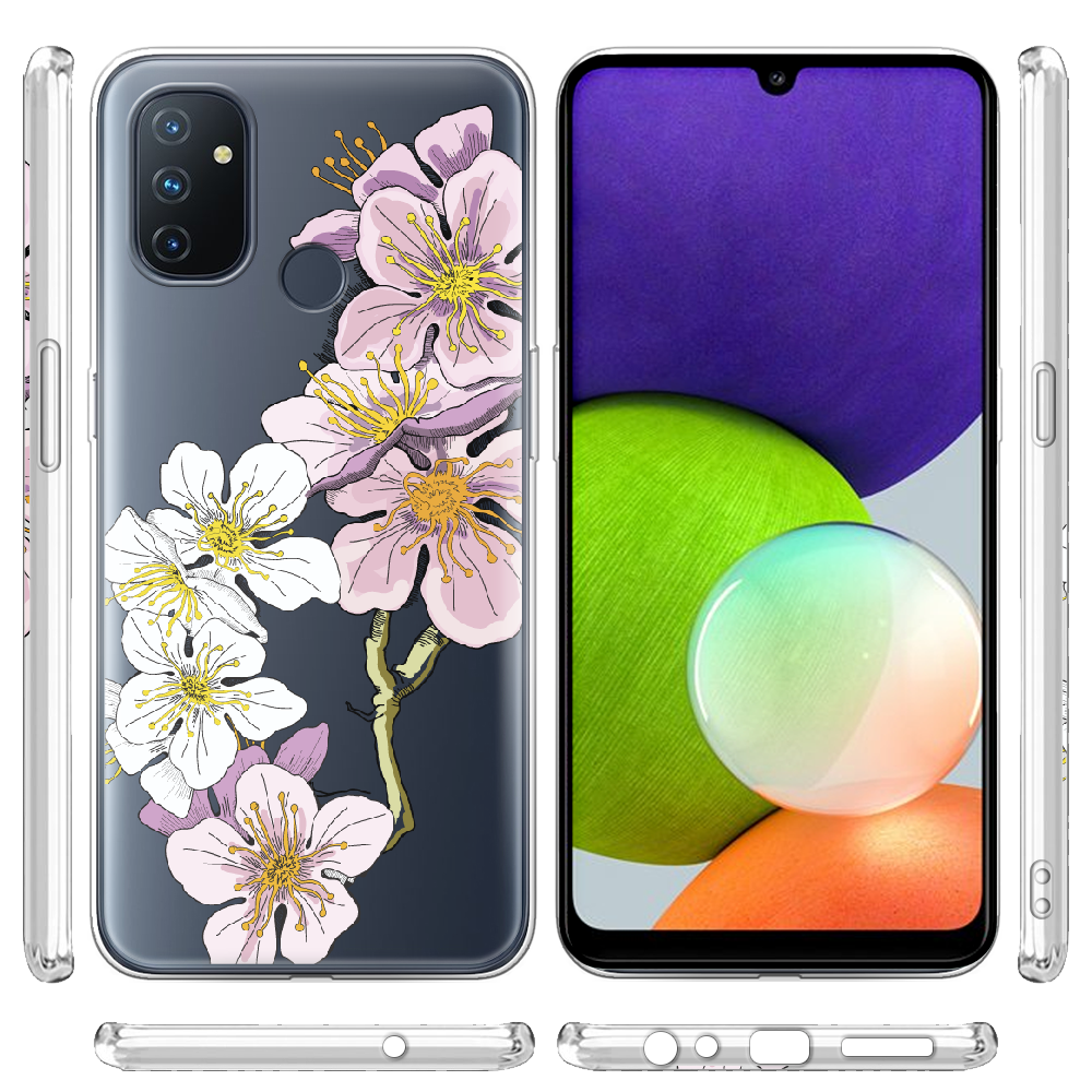 Чехол Boxface OnePlus Nord N100 Cherry Blossom Прозрачный силикон (42753-cc4-42753) - фото 3