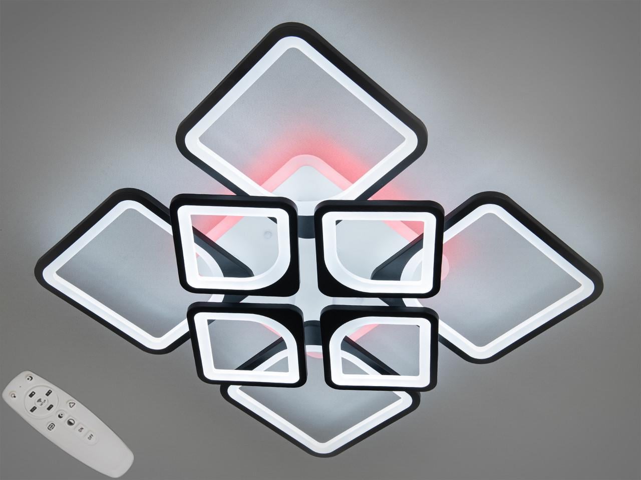 Люстра светодиодная смарт с пультом димером и цветной подсветкой 115W Черный (HA8060/4/4BK 3col dim)