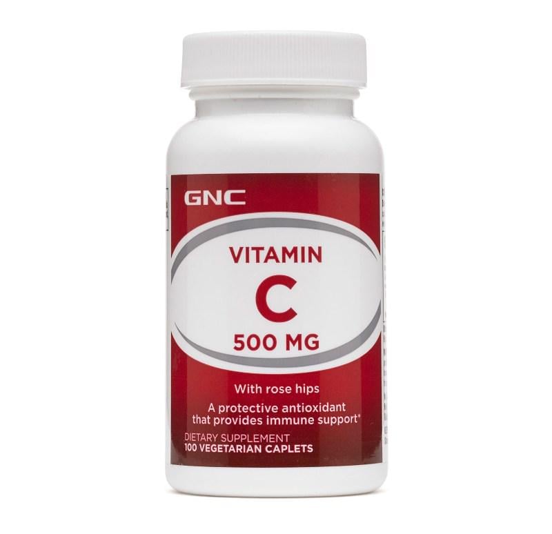 Витамин C для спорта GNC Vitamin C 500 mg with Rose Hips 100 Veg Caplets