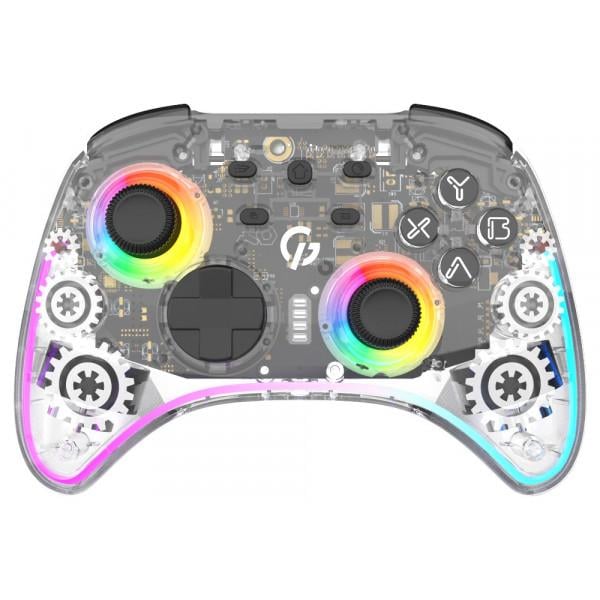 Геймпад GamePro GPX13T беспроводной Bluetooth/USB 2,4GHz/Type-C аккумулятор 1000 mAh Transparent Black (MCT-GPX13T)