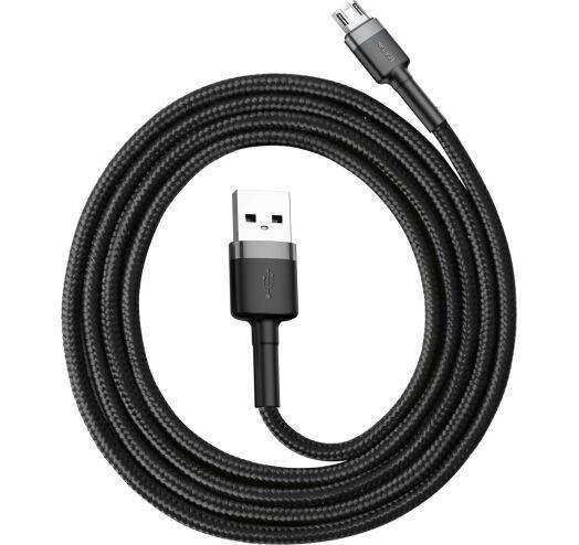 Кабель BASEUS Cafule Cable USB For Micro USB 2,4A 0,5 м Grey/Black (CAMKLF-AG1) - фото 4