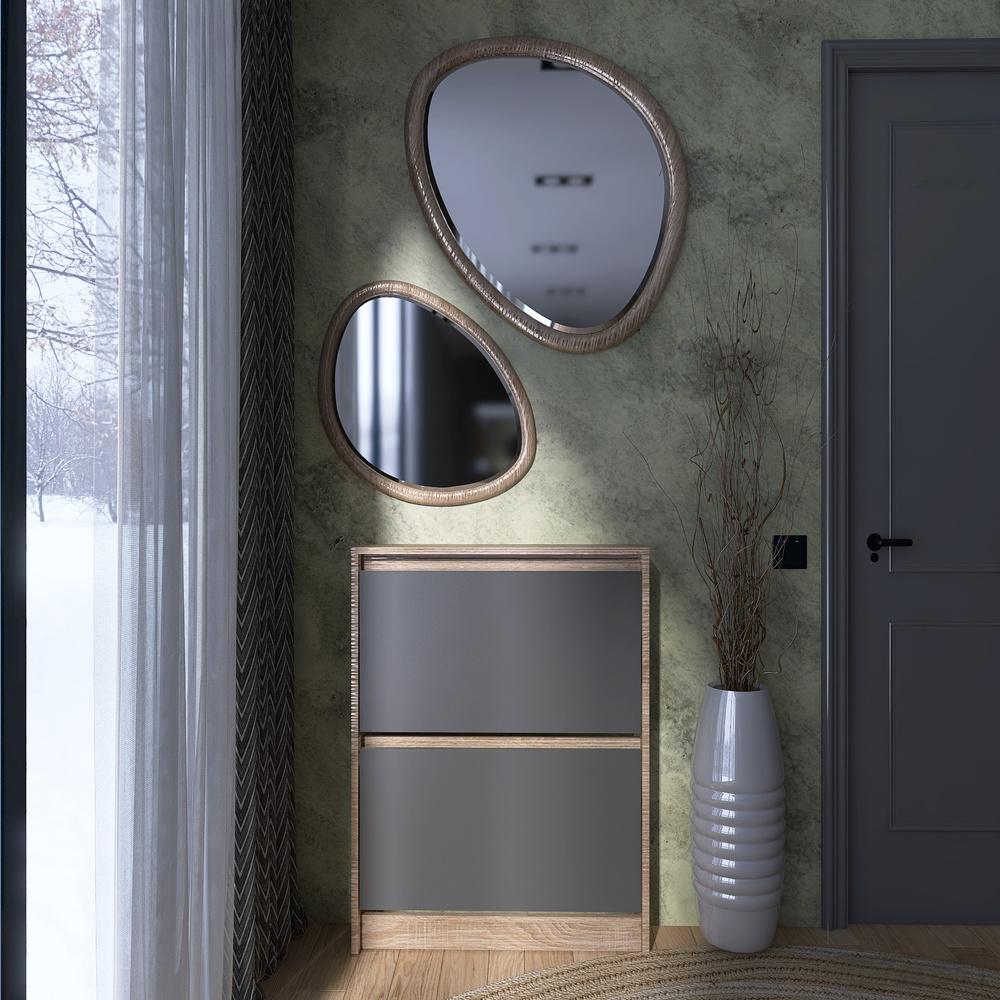 Тумба для обуви в прихожую Эверест Сити-160-2 70,2х16х95,8 см Дуб сонома/Графитовый (EVR-071088) - фото 2 Тумба для обуви в прихожую Эверест Сити-160-2 70,2х16х95,8 см Дуб сонома/Графитовый (EVR-071088) - фото 2