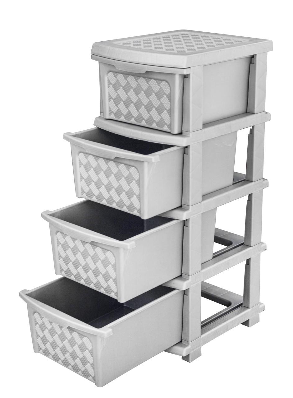 Комод пластиковый R-Plastic 04006 Компакт плюс на 4 ящика 86x40x34 см Металлик (5156-МТ) Комод пластиковый R-Plastic 04006 Компакт плюс на 4 ящика 86x40x34 см Металлик (5156-МТ)