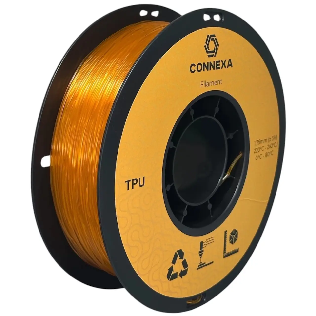 Пластик Connexa TPU 95A 1,75 мм 1 кг Transparent Orange (Con_TPU_TransparentOrange)