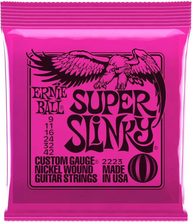 Комплект никелированных струн для электрогитары Ernie Ball 2223 Super Slinky калибр 9-42