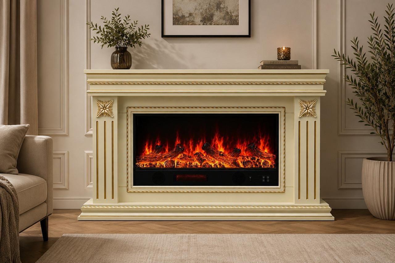 Электрический камин Valencia Grande Bluetooth звук потрескивания дров Ivory (10080151)