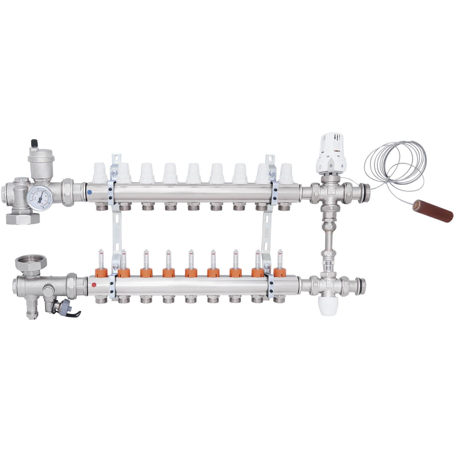 Колектор для теплої підлоги ICMA A1K013APS06 9 контурів з витратомірами 1"/3/4" (78695) - фото 1