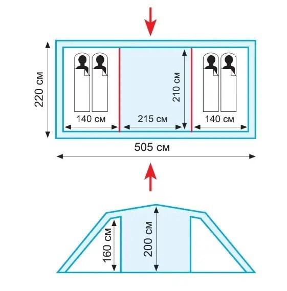 Намет чотиримісний Tramp Brest 4 V2 505х220х160/200 см (TRT-082) - фото 9
