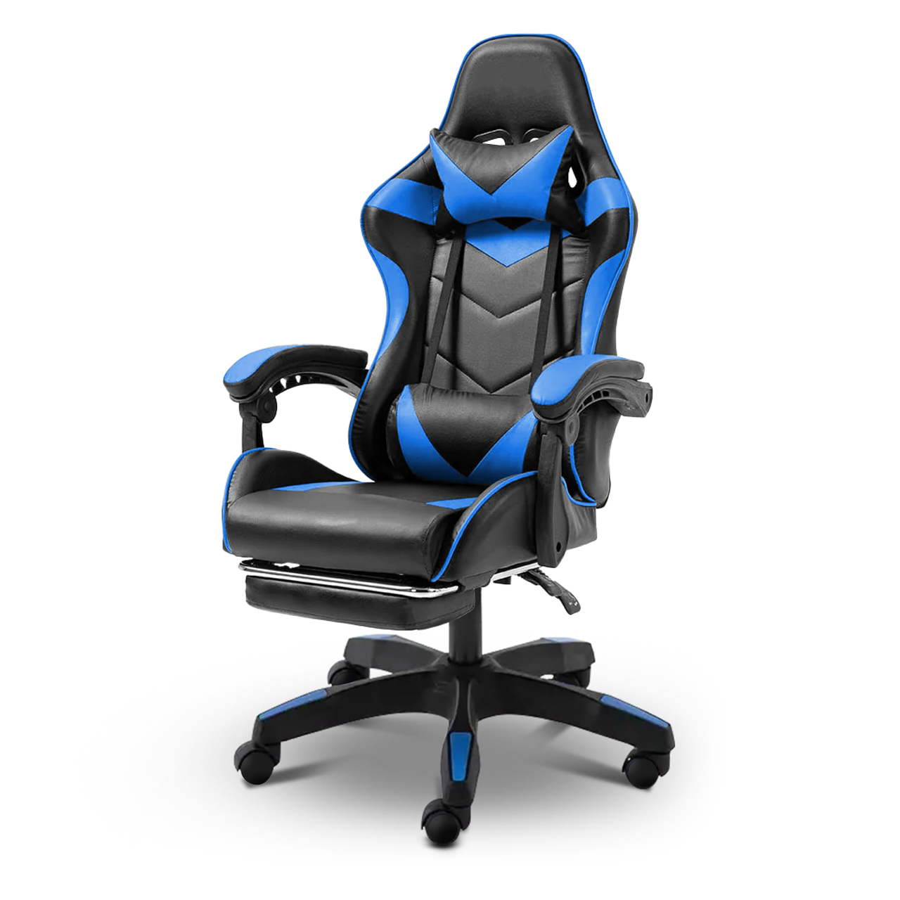 Крісло комп'ютерне для офісу та дому 4Points DL з підставкою для ніг з подушками Чорний/Синій (40283) - фото 1 Крісло комп'ютерне для офісу та дому 4Points DL з підставкою для ніг з подушками Чорний/Синій (40283) - фото 1