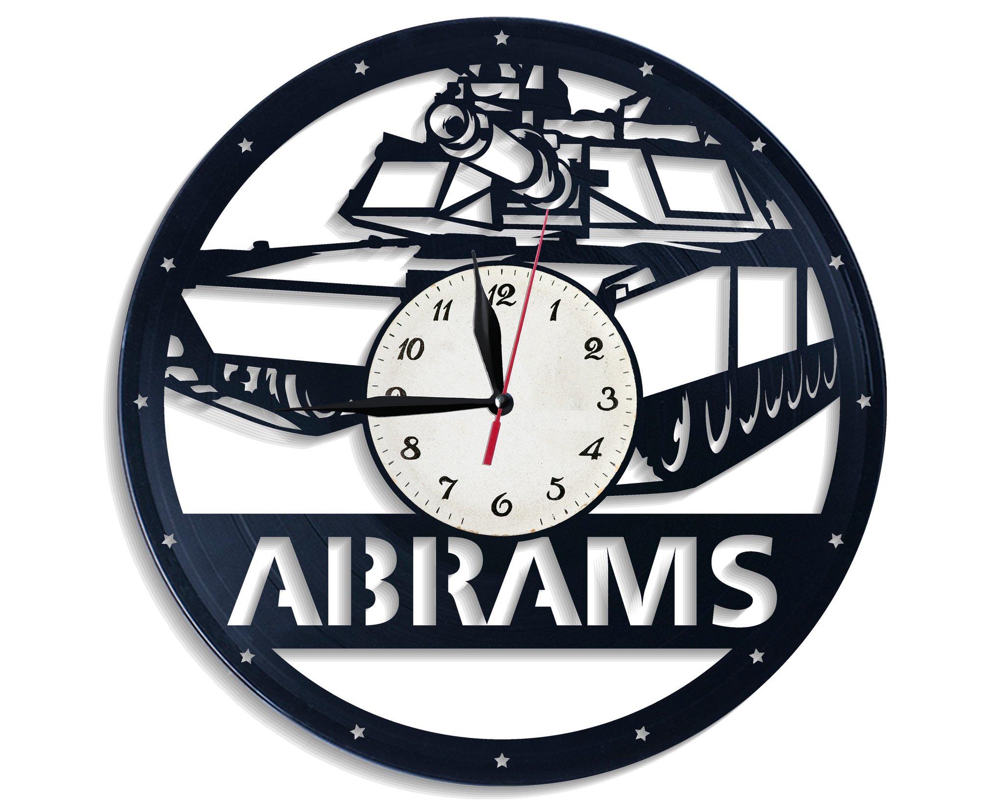 Часы настенные Танк Абрамс 2852 из виниловой пластинки