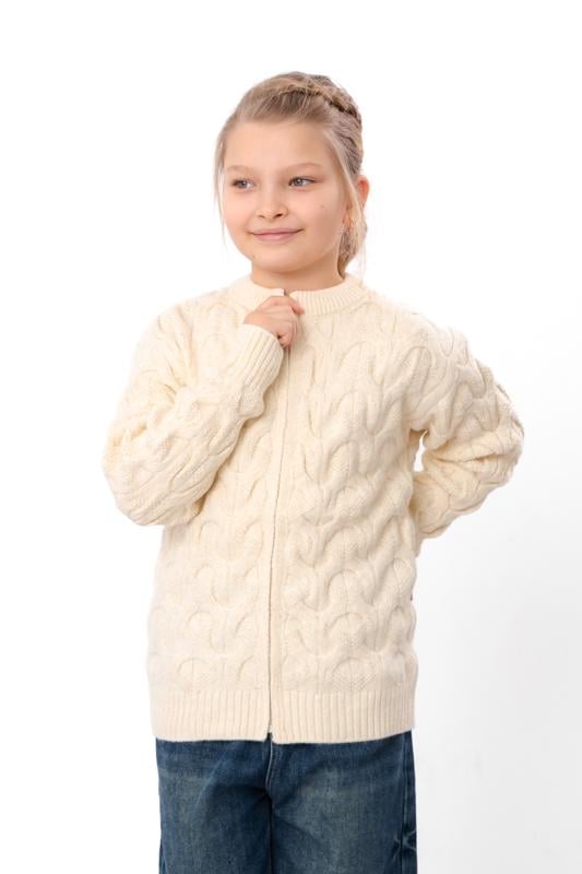 Кофта кашемірова для дівчинки на блискавці Носи Своє 140 см Молочний (18208)