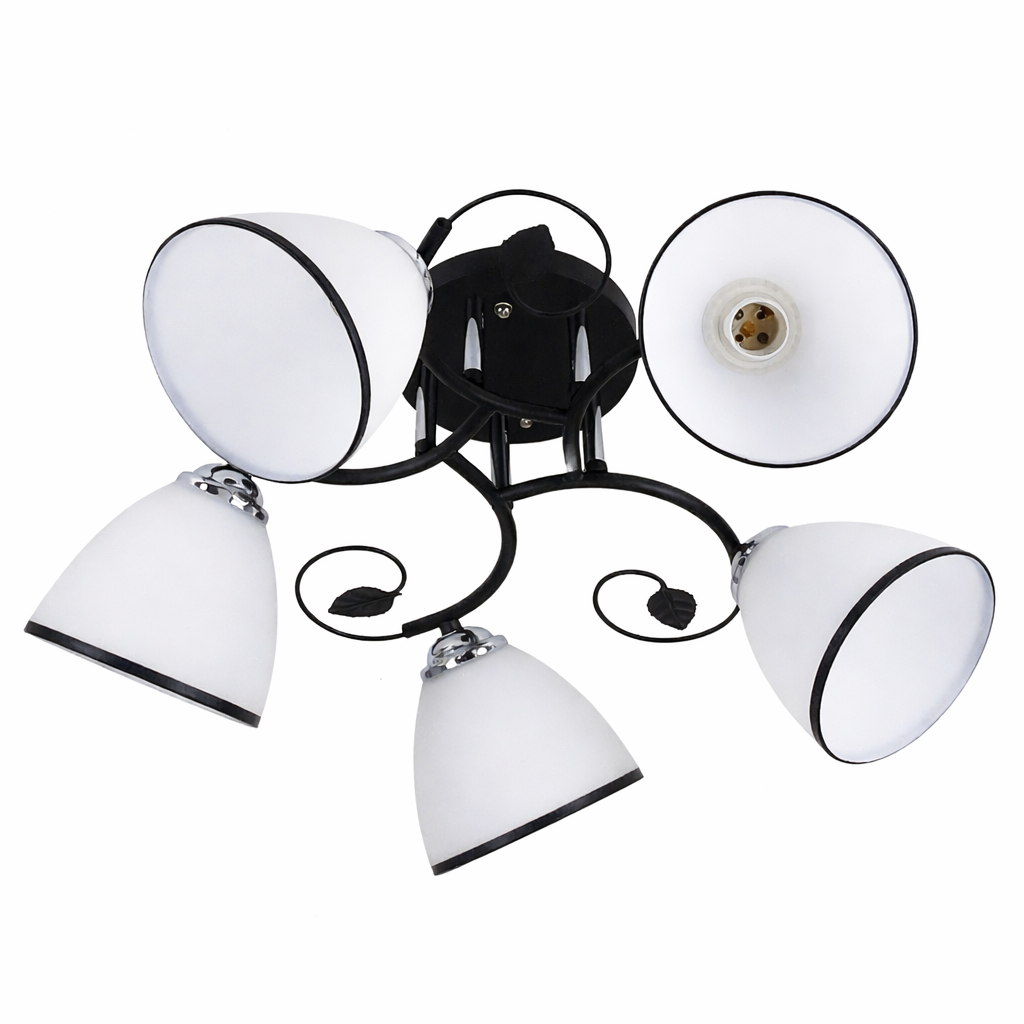 Люстра стельова Sneha на 5 ламп E27 з білими плафонами Чорний (99546910138/5)