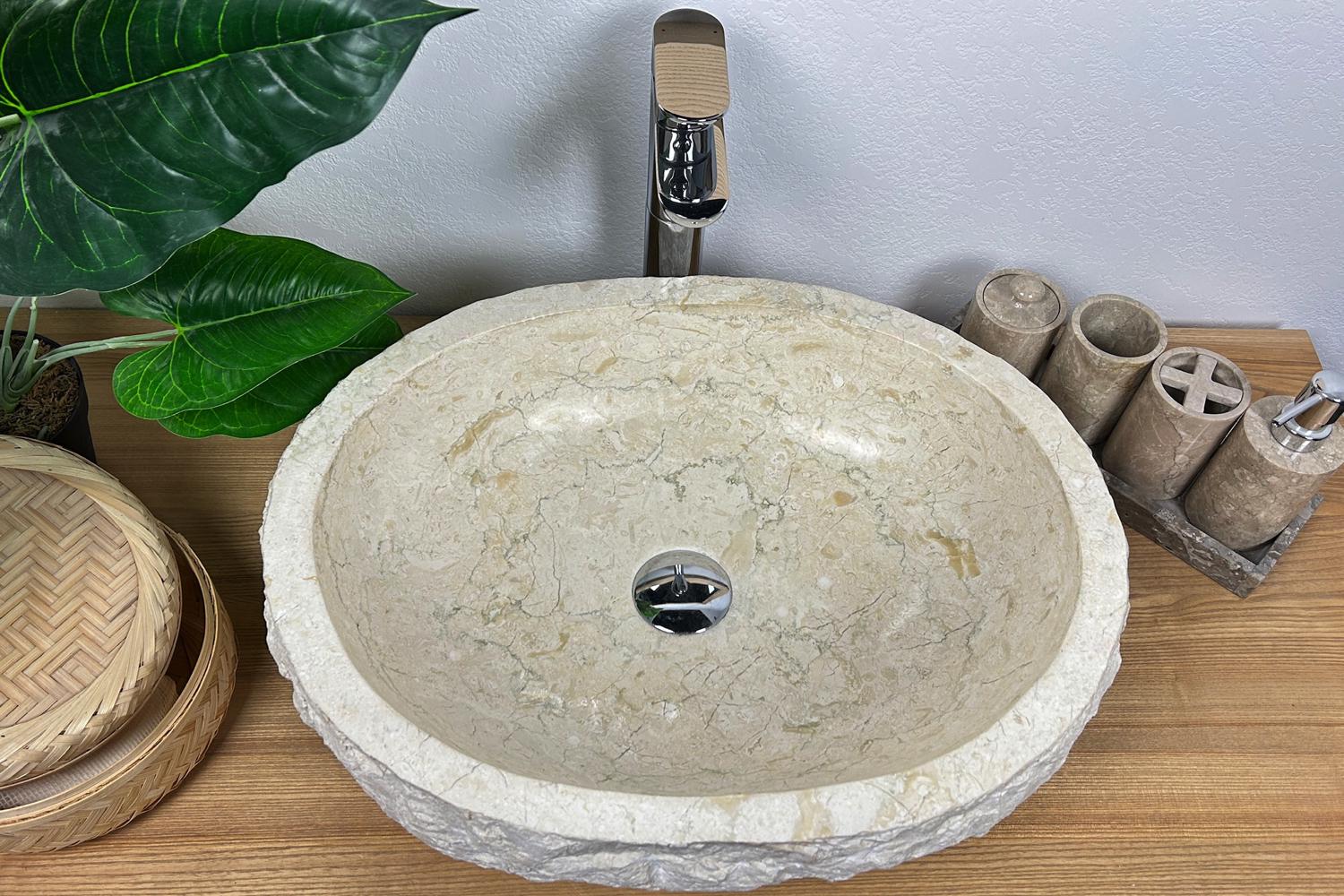 Раковина каменная накладная из мрамора 51х42х15,5 см (25072304)
