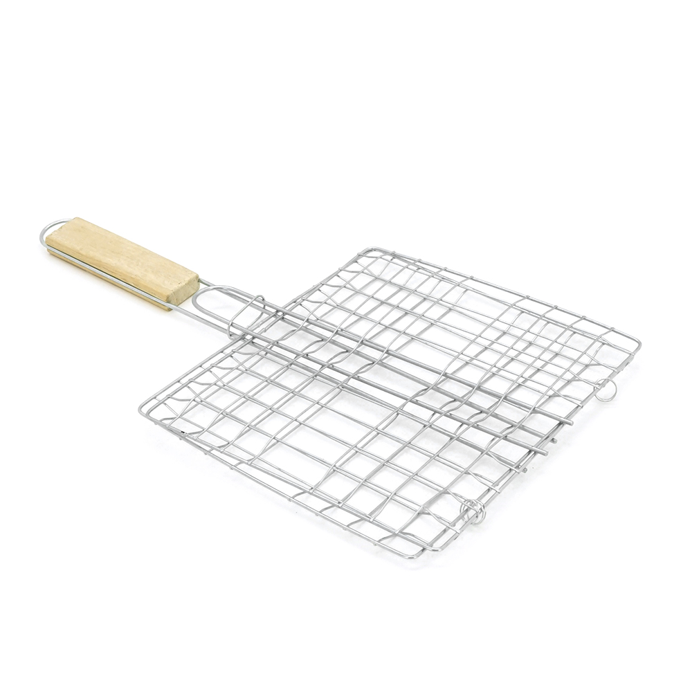 Решітка для гриля нержавіюча сталь/дерев'яна ручка 21 см/23х22,5 см (26839383)