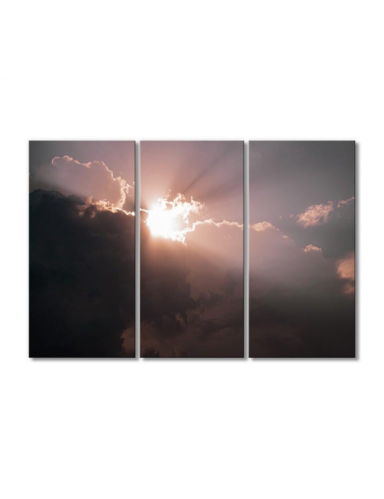 Картина модульная Солнце из-за облаков 3 модуля 80x120 см