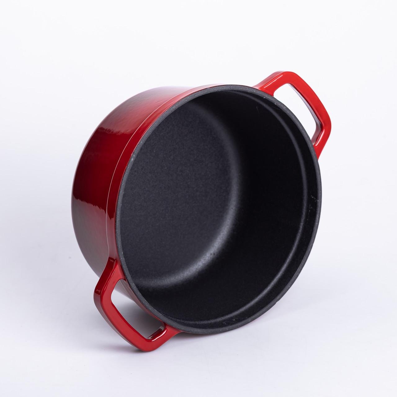 Кастрюля чугунная эмалированная с крышкой 20 см 2 л Красный (6809) - фото 7 Кастрюля чугунная эмалированная с крышкой 20 см 2 л Красный (6809) - фото 7