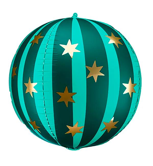 Воздушный шар PartyDeco Сфера со звездами 50 см Зеленый (10599)