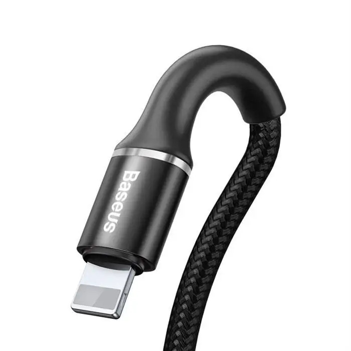 Кабель Baseus Cafule Cable USB Lightning з підсвічуванням 2,4 A 0,5 м Чорний (1896647563) - фото 7