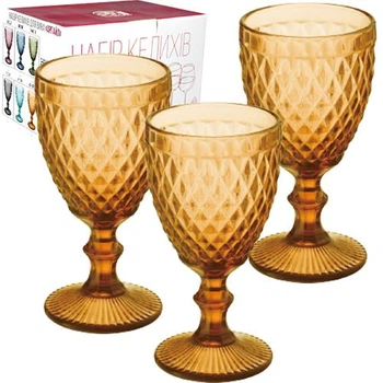 Набор бокалов 3 шт. для вина 320 мл Аргайл Янтарного (9445)