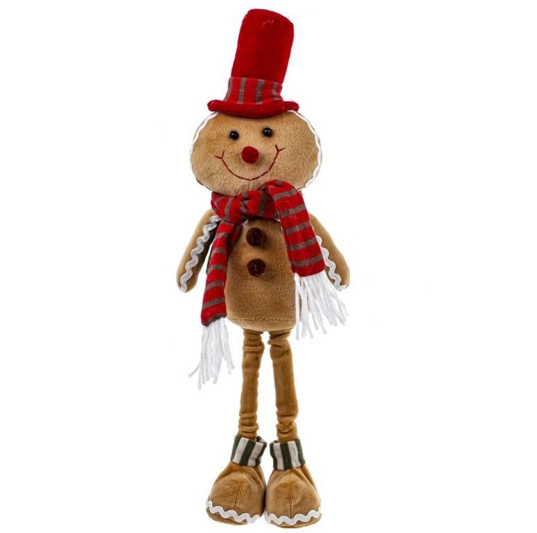Фигурка новогодняя мягкая BonaDi Пряничный человечек с белой шапочкой 43 см Бежевый (2770814382)