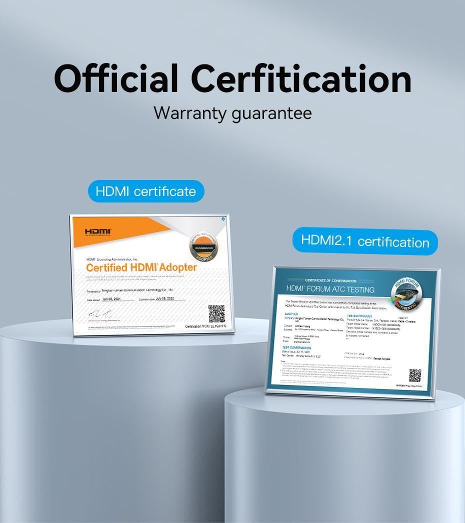 Кабель Vention HDMI 2.1 8K 60Hz 4K 120Hz 2K 144Hz 1080p 160Hz eARC, 12 біт, 48 Гбіт/с 1 м Чорний (ALGLF) - фото 18