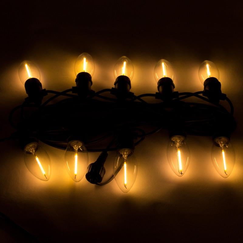 Гирлянда 8,4 м 10LED E14 с одной нитью удлинитель теплый белый IP44 (930028)