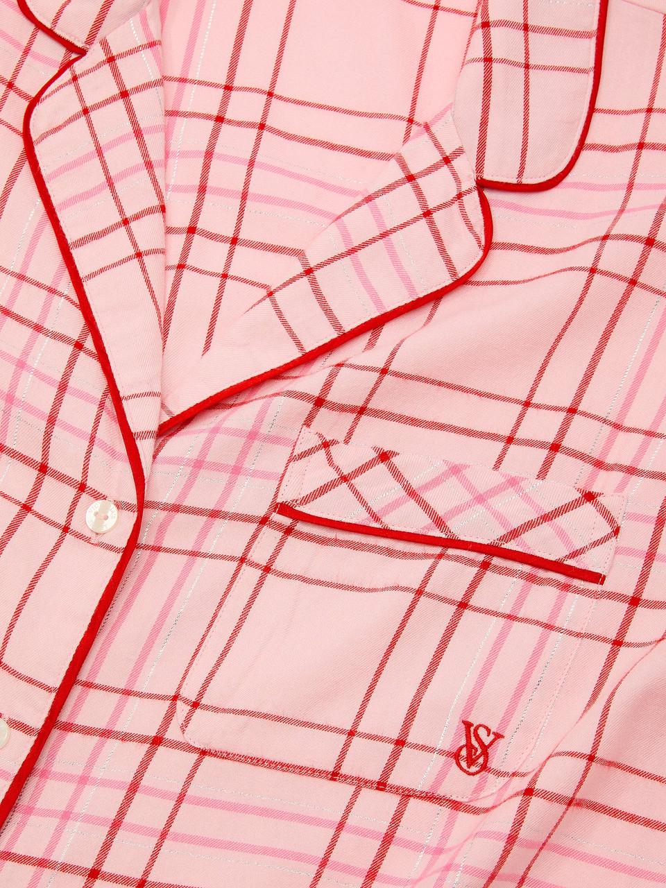 Пижама фланелевая Victoria's Secret рубашка/брюки в клетку M Розовый (2838723619) - фото 3