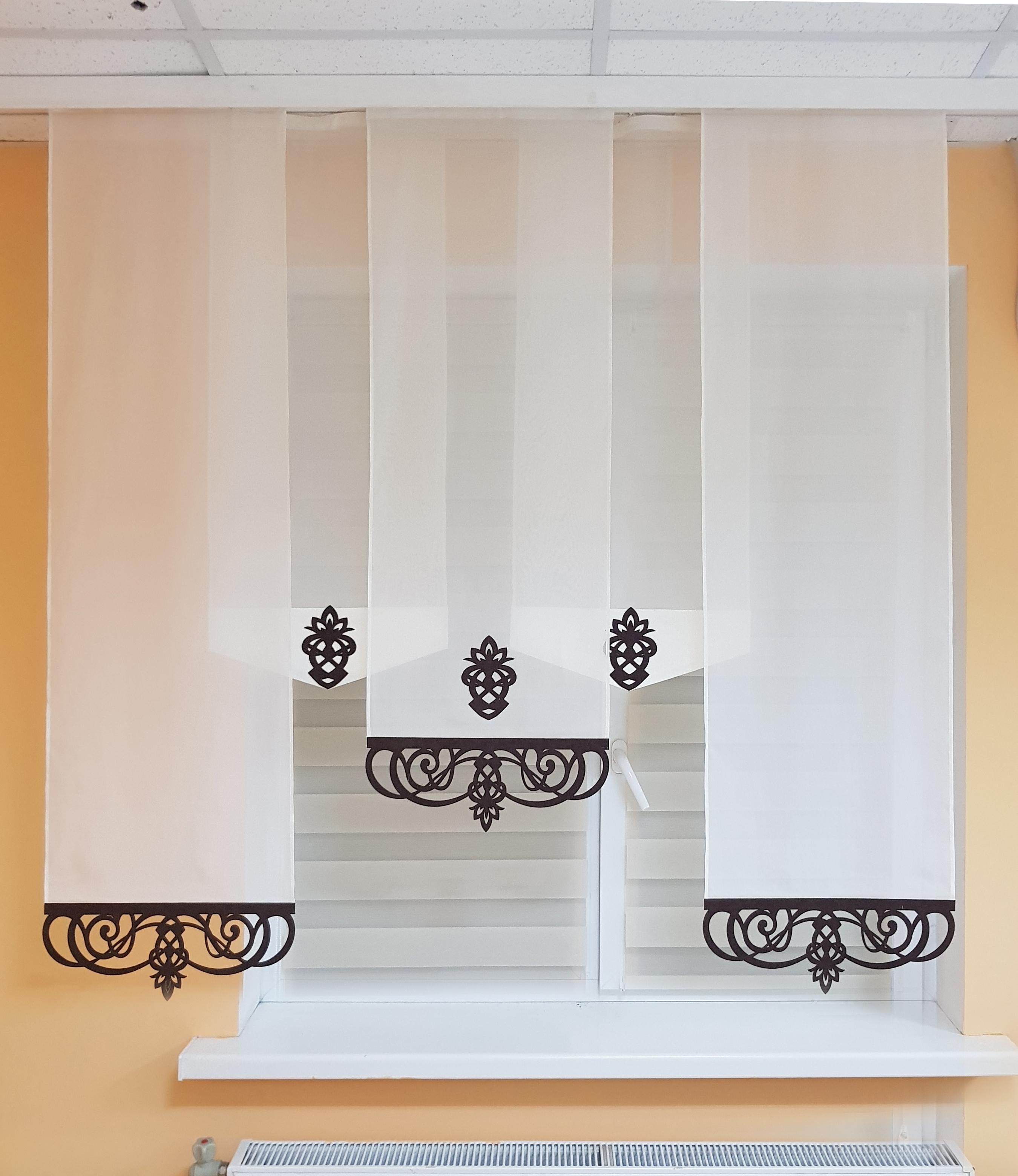 Комплект панельных занавесок Firanka Ажур 5 шт. карниз 195 см Молочный с коричневым (40_3п) - фото 4 Комплект панельных занавесок Firanka Ажур 5 шт. карниз 195 см Молочный с коричневым (40_3п) - фото 4