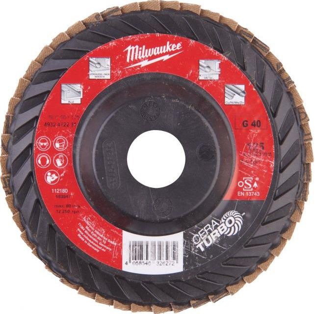 Диск лепестковый по металлу Milwaukee CERA TURBO 125х22,2 мм зернистость K40 (4932472231)