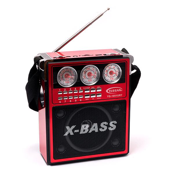 Радиоприемник портативный Yuegan YG-1051URT X-BASS SD/USB/MP3 с фонариком Красный (АК2832-89)