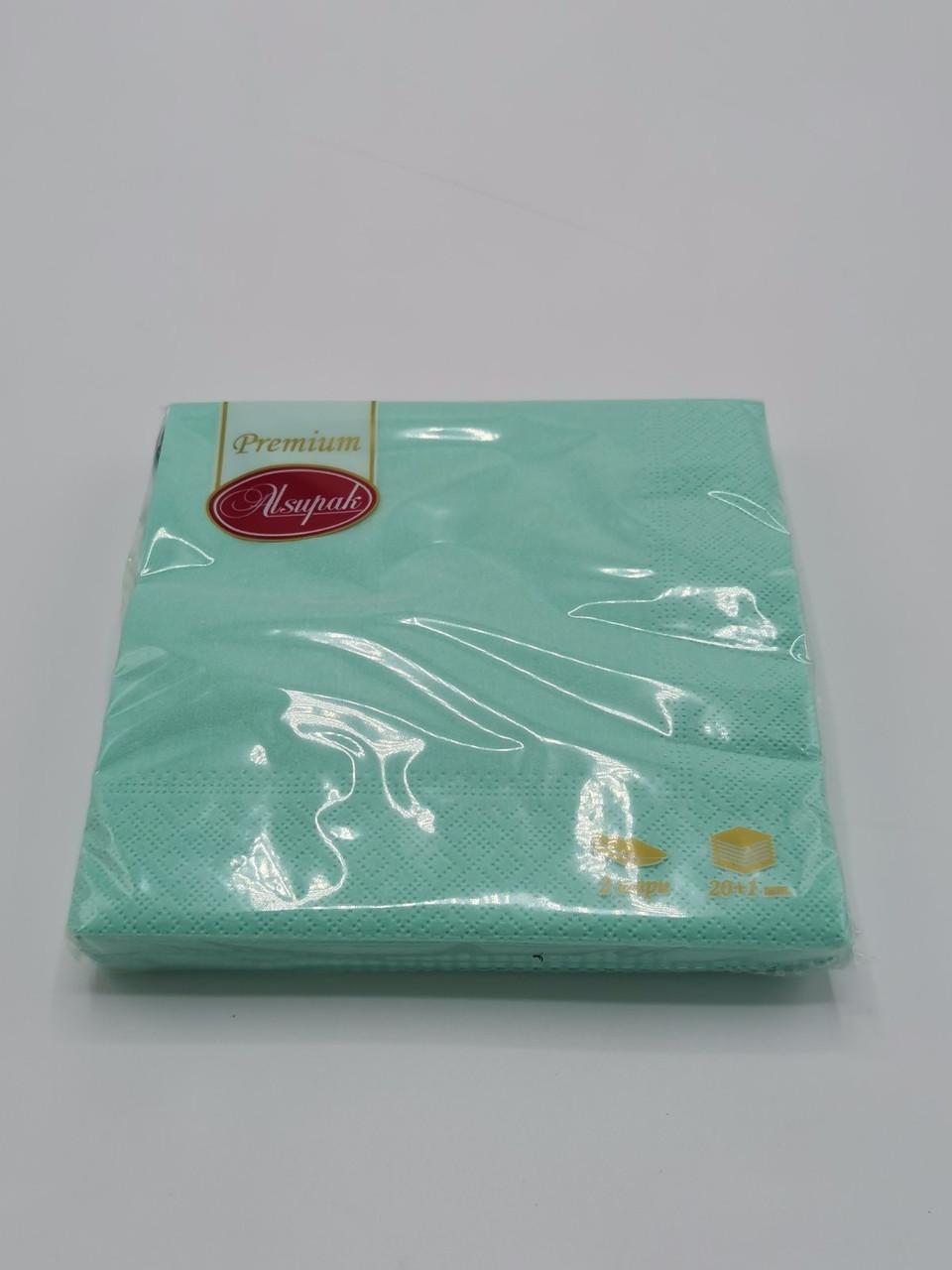 Серветки однотонні ТМ Alsupak 33х33 см 2 шари 20 шт. Салатовий