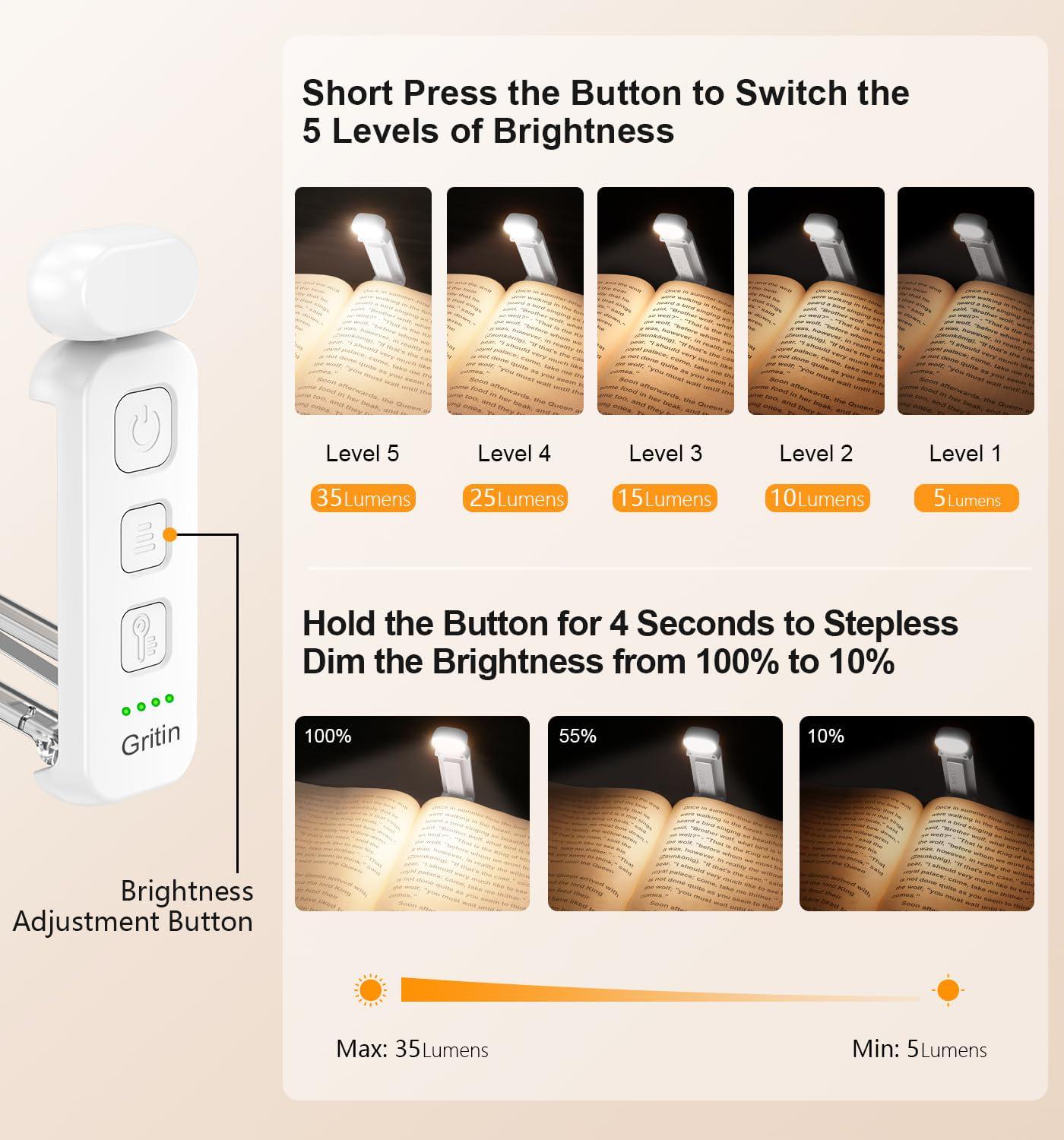 Настільна лампа для читання акумуляторна Gritin LED Book Light 500 mAh до 80 годин роботи White (G1313) - фото 9 Настільна лампа для читання акумуляторна Gritin LED Book Light 500 mAh до 80 годин роботи White (G1313) - фото 9