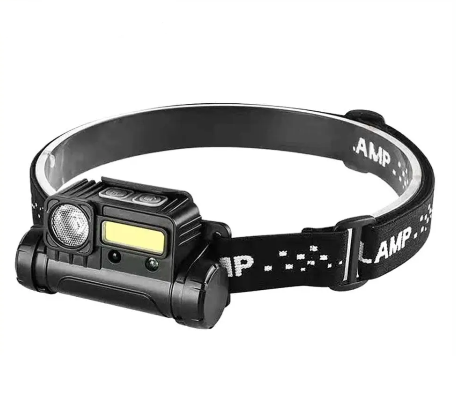 Фонарь налобный Bailong BL 123 XPE + COB USB с датчиком движения