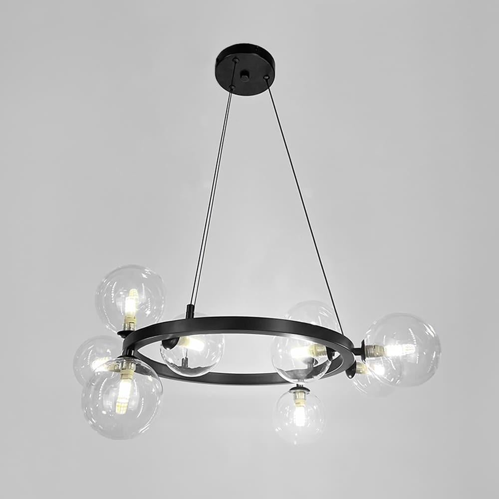 Люстра кільцева з 9 прозорими плафонами Ø 60 см Чорний (BM62/9 BK/CL)